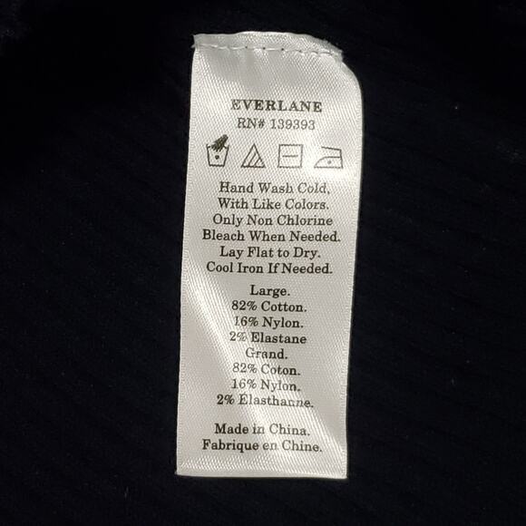 Everlane The Brenton Ribbed Crewneck Sweater Navy Blue White Stripe Sz Large - Picture 8 of 13